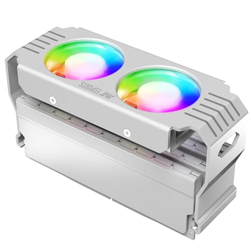 Ant Esports MMR50 RAM Cooler/Radiator Aluminum Heatsink with Dual 50mm 4-Pin PWM & 5V 3-Pin Addressable RGB Cooling Fans for 4 RAM sticks (White) - Image 3