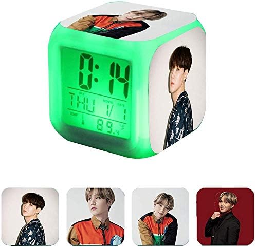 Amazon Co Jp Bts 防弾少年団 光る時計 置き時計 卓上 目覚まし時計 Led デジタル時計 多機能 温度表示 大音量 寝室 室内用 七色バックライト 日常 プレゼント おしゃれ かわいい 虹色ライト 人気韓流グッズ 応援グッズ シュガ Suga ホーム キッチン