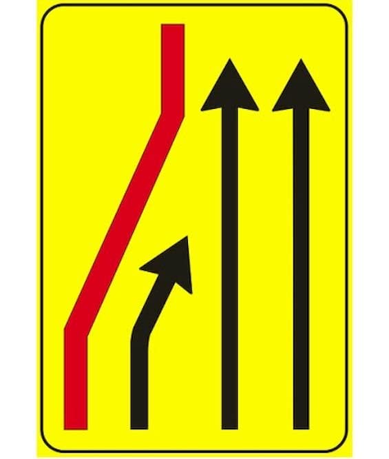 CARTELLO IN LAMIERA SCATOLATA RETTANGOLO 60X40 cm - segnalazione corsia chiusa per cantieri - SEGNALE CATARIFRAGENTE CON CAVALLETTO (CARTELLO + CAVALLETTO)