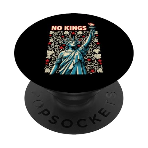 No Kings in America Retro Edgy Protest PopSockets PopGrip Adhesivo