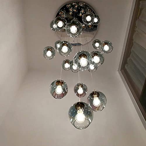 Lustre d'escalier surdimensionné LED, luminaire de luxe à suspension réglable