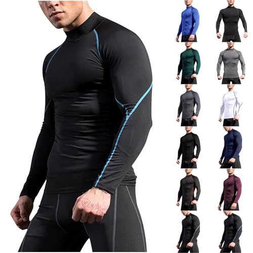 Cambkatl Men's Long Sleeve Compression Shirts, Mock Neck Athletic Workout T Shirt, Rash Guard Base Layer Undershirt Tops2