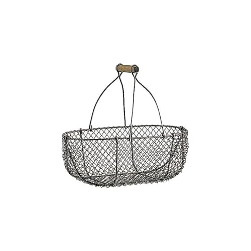 AUBRY GASPARD - Lot de 2 Paniers en Grillage Vieilli et Bois - Grand 37 x 25 x 14 cm, Petit 31 x 20 x 13 cm - Anses Fixes - Parfait pour Rangement et Décoration...