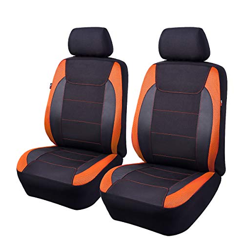 Flying Banner Gabardine Housses de siège avant de voiture en maille, compatibles avec airbag, protection universelle pour la plupart des voitures, camions, camionnettes, SUV (noir et orange)