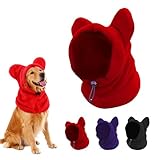 Dog Snood Winter Hood with Ear Protection, Fleece Neck Warmer for Dogs, (Red, Small)