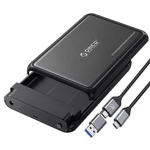 ORICO HDD ケース 3.5インチ SATA - USB C 3.5 インチ 2.5 インチ Seagate Samsung WD Crucial SanDisk HDD SSD 用 ABS+メタルシェル HDD ケース 最大20TB 電源アダプター付き UASP対応 トリム対応 2-in-1 USBC-USB C/A ケーブル付属 DDL35C3