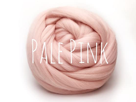 Merino Wool - Pale Pink - for arm Knitting Merino Blanket Weaving Felting Jumbo Yarn Giant Wool Soft 50g (0.11lb)