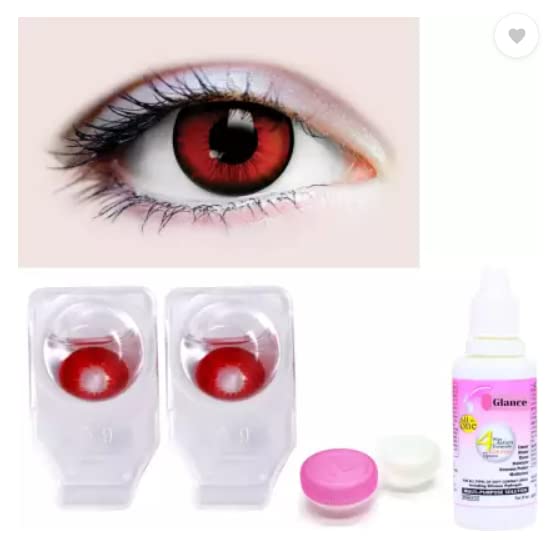 Optify Monthly Color Contact Lenses With Solution & Case |Zero Power|Red