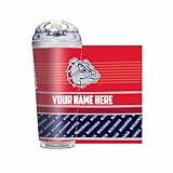 Rico Industries NCAA Gonzaga Bulldogs - Zags Standard 24oz Personalized Tumbler W/Hinged Lid - Team Colored Travel Tumbler - Keeps Drinks Cold or Hot