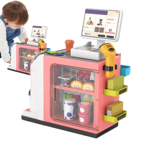 Mostrador de tienda de comestibles de simulación, mostrador realista de supermercado para niños, mostrador de compras de dibujos animados, juego de compras de simulación para niños, mostrador de