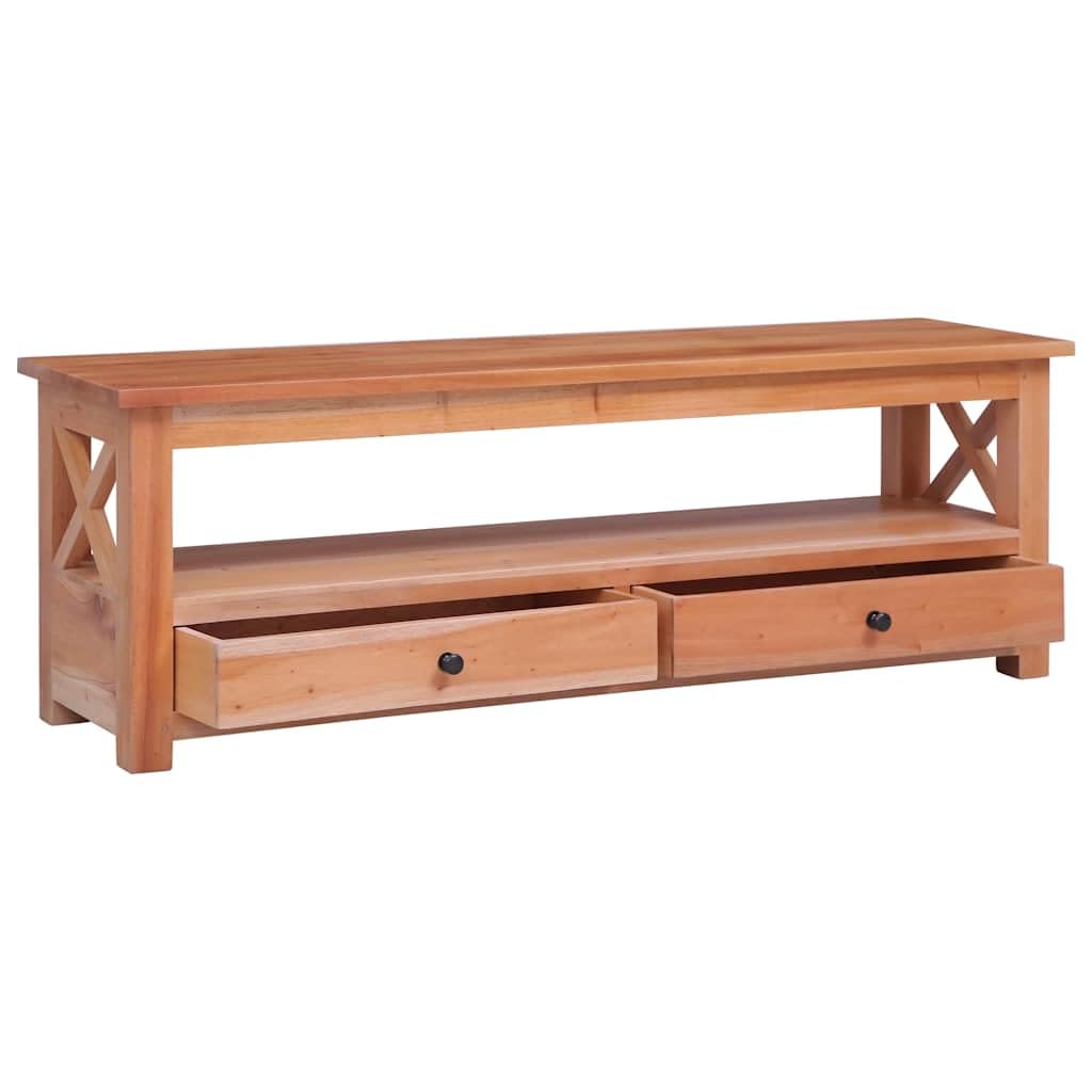 Meuble TV en bois massif acajou - 120 x 30 x 40 cm - Style vintage avec design en croix et espace de rangement - Meuble de salon robuste et durable