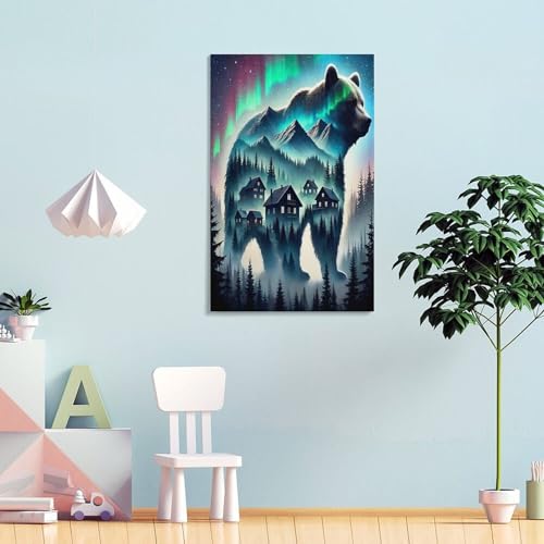 Tableau impression sur toile ours brun décoration murale salon - 4