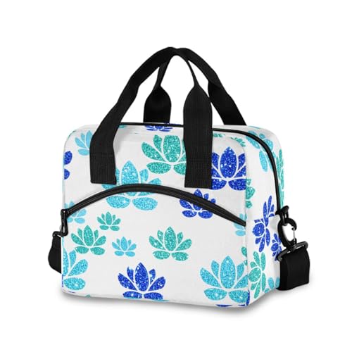 Insulated Lunch Bag Reusable Cooler Shining Flower White Lunch Box Adjustable Shoulder Strap for Men Women Adults