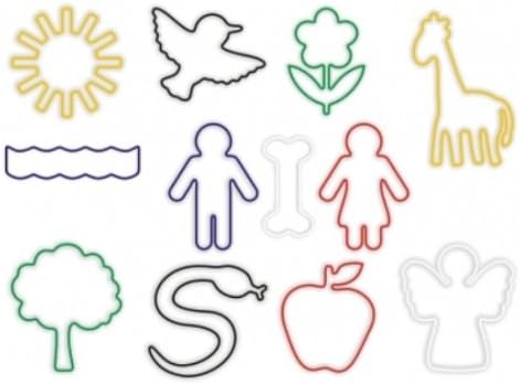 Pk of 12 Faith Bands Shaped Rubber Bands: ADAM & EVE