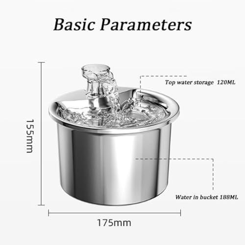 Fuente de agua automática para gatos de acero inoxidable miniatura 2