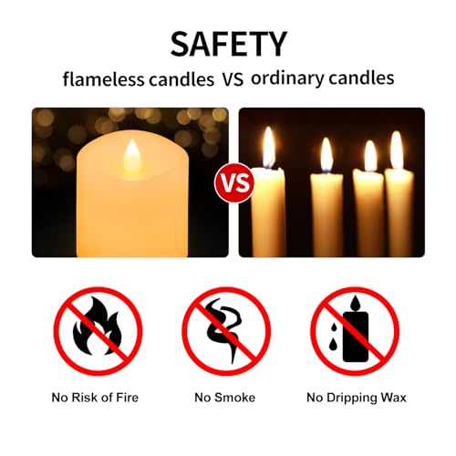Image of Flameless LED Candles 3 inchx6 inch Set of 1, Battery Operated with Remote & Timer, 600-Hour on 2 AA Batteries, Flickering Realistic Flame, Ivory for Indoor /Outdoor