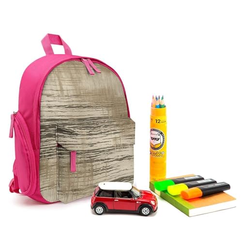 Beige Stripes Backpack Small Book Bag with Side Pocket, Lightweight Durable Backpack, Travel Rucksack, Pink-style3