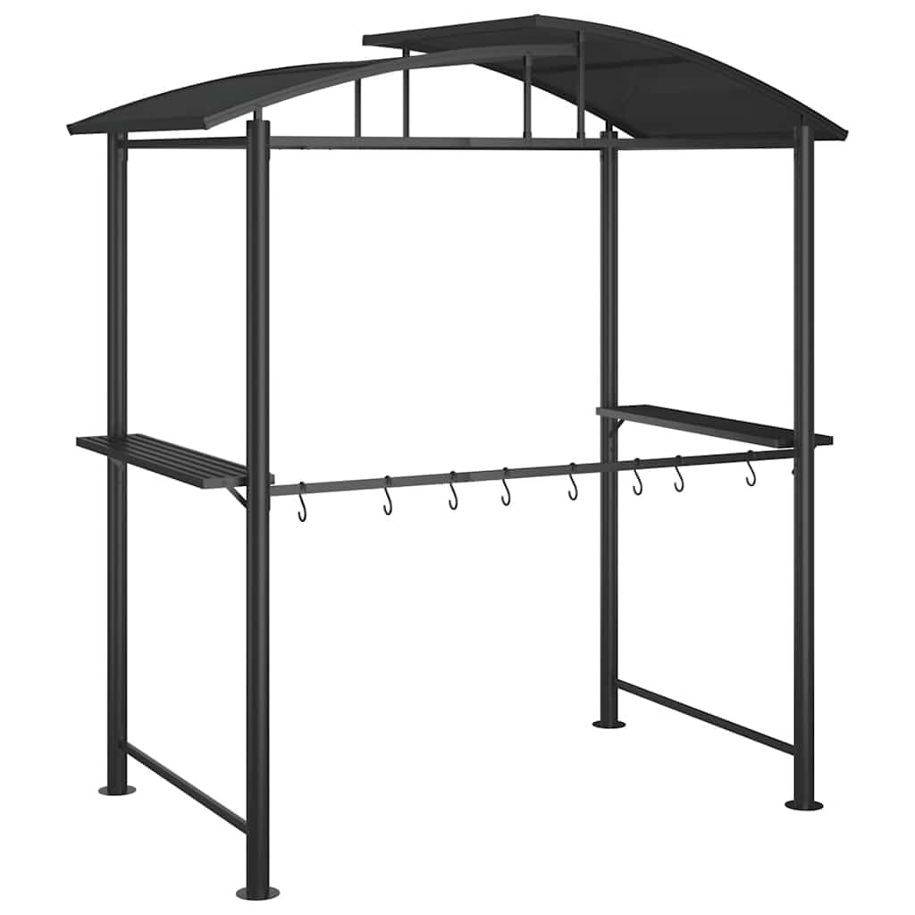 vidaXL Gazebo BBQ et étagères latérales Anthracite 210x114x230cm Acier, abri pour Barbecue, auvent pour Barbecue, pergola pour Barbecue