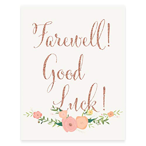 Andaz Press Retirement Party Signs, Faux Rose Gold Glitter With Florals, 8.5X11-Inch, Farewell! Good Luck!, 1-Pack, Colored Decorations #TOP24