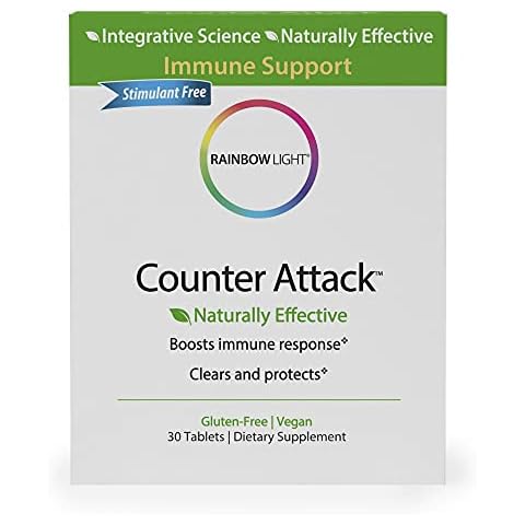 Rainbow Light - Counter Attack - Vitamin C and Zinc Supplement; Vegan and Gluten-Free; Herbal Blend Provides Immune Support, Boosts Immune System Health and Response - 30 Tablet Blister Box Cover