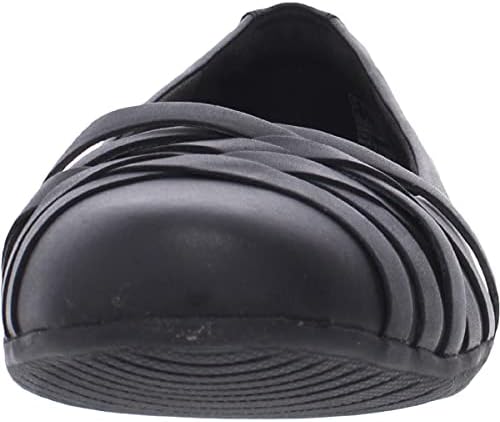 Clarks Women's Sara Clover Ballet Flat, Black Leather, 8.5 | Image 3