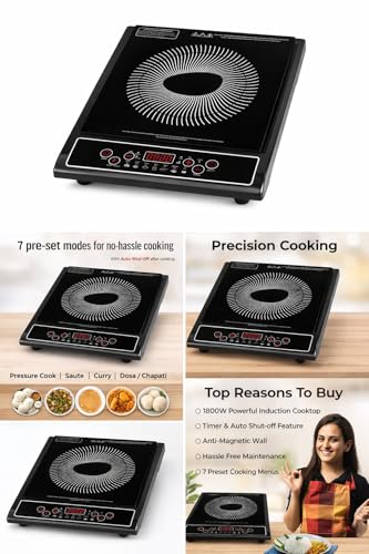 Image of Pegion rapido|prime|engnite| Induction Cooktop, 1800 Watt, Black, with Timer and Multiple Cooking Functions