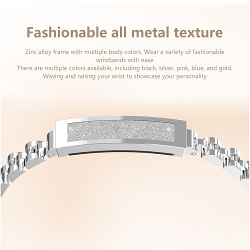 Smart Stylish Bracelet with Heart Rate,Blood Oxygen,Sleep Tracking,IP68 Waterproof,Magnetic Charging(Silver)3