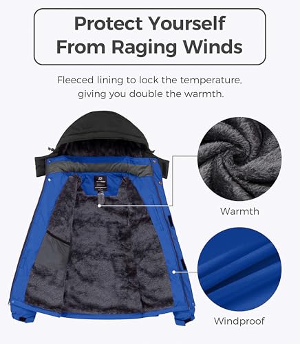 Image of Wantdo Men's Mountain Waterproof Ski Jacket Windproof Rain Jacket Winter Warm Hooded Coat