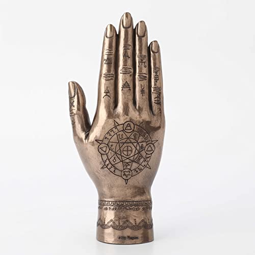 Escultura de mano Hamsa de resina con acabado bronce 9.5 pulg miniatura 4