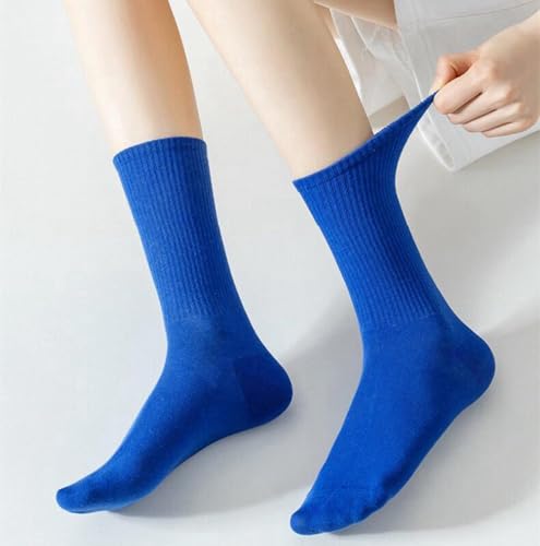 Image of Womens Colorful Basic Sock -Unique Knit Cotton Crew Socks 3 Pack