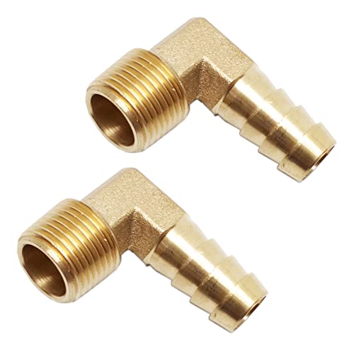(2 Pieces) 3/8 HOSE BARB ELBOW X 3/8 MALE NPT Brass Pipe Fitting Gas Fuel Water