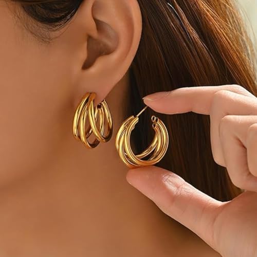 24 Pairs Earrings Set for Women,Gold Hoop Earrings Set,Hypoallergenic Fashion Ears Accessories2
