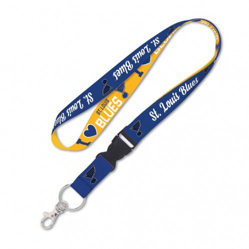 Cordon Saint Louis Blues Wincraft bicolore avec mousqueton en acier renforcé
