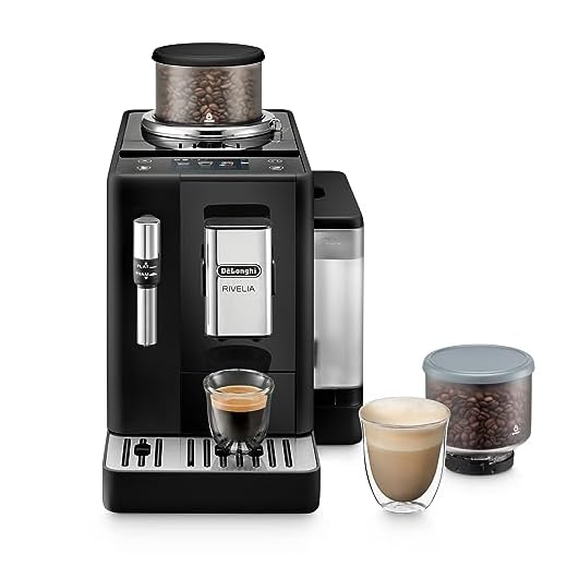 De’Longhi Rivelia - Perfetto Kaffeevollautomat mit Milchaufschäumer, 8 One-Touch-Getränke, Touch-Display, austauschbare Bohnenbehälter zum Wechseln der Kaffeebohnen, Schwarz (EXAM440.35.B)