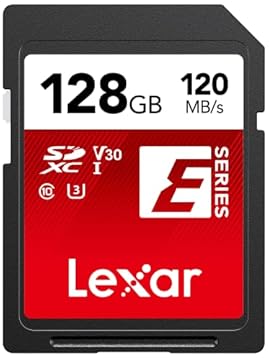 Lexar Scheda SD 128 GB, Scheda di Memoria SDXC fino a 120 MB/s in Lettura, fino a 45 MB/s in Scrittura, UHS-I, U3, V30, C10, Full-HD e 4K UHD (LSDESXX128G-BNNNG)