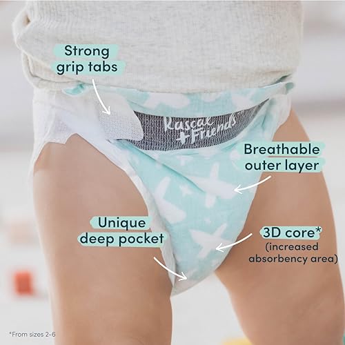 Image of Rascal + Friends Premium Baby Tape Diapers, Newborn (NB) Size 1, 28 Count, Size 1 with Wetness Indiactor, 3-5kg Diapers with 12 hours absorbtion