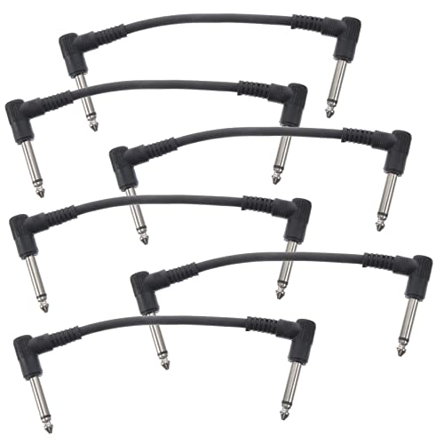 BESTonZON 6pcs Guitar Effects Cables 6.35mm Male to Male Patch Cable for Electric Guitar Effect Pedal