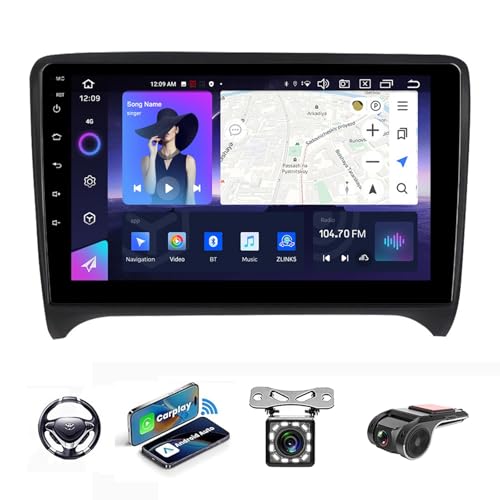 Autoradio 2 Din Android CarPlay sans fil Audi TT 2006-2012 avec Caméra Recul et DSP Audio