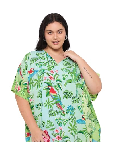 Image of Oussum Short Caftans for Women Plus Size Kaftan Tunic Tops Polyester Summer Beach Clothing Mini Cover Ups Dress for Ladies
