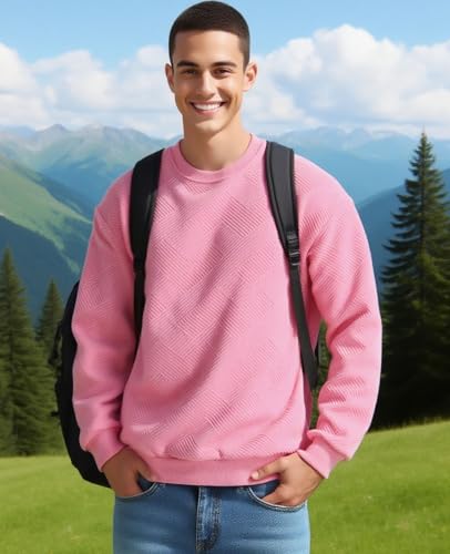 Men's Crewneck Sweatshirts Long Sleeve Pullover Crew Neck Sweatshirt Geometric Texture Casual Sweat Shirt2