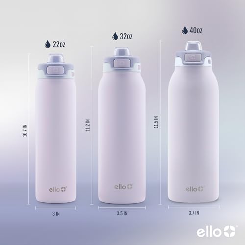 Ello Pop & Fill Stainless Steel Water Bottle with Quick Fill Technology, Double Walled Vacuum Insulated Metal, Leak Proof Locking Lid, Sip & Chug, BPA Free, Holiday Gift for Him Her, 22oz, 32oz, 40oz #5