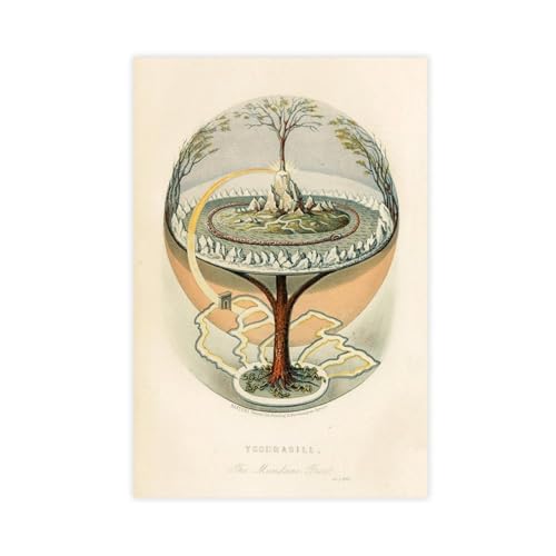 Cadeau esthétique Yggdrasil : toile arbre de vie nordique sans cadre