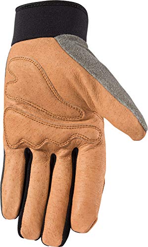 Wells Lamont Men's Heavy Duty Leather Palm Hybrid Spandex Work Gloves, Medium (3236M), Gray #TOP1