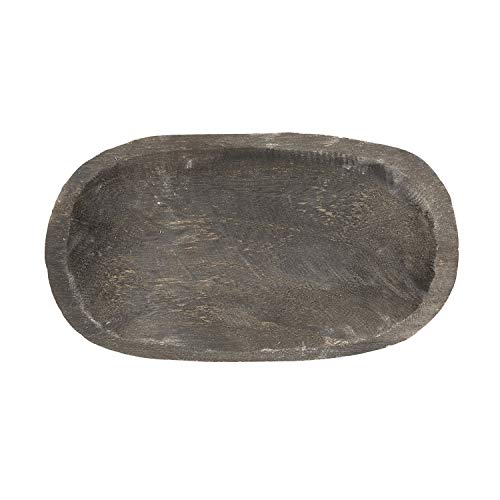 Image of Santa Barbara Design Studio Table Sugar Hand Carved Paulownia Wood Dough Bowl, Small, Charcoal