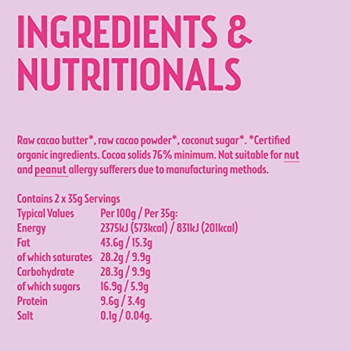 Vegan Chocolate Bar - Raw Halo - Dark Chocolate 76% - 10 x 70g Bars - Organic, Dairy & Gluten Free