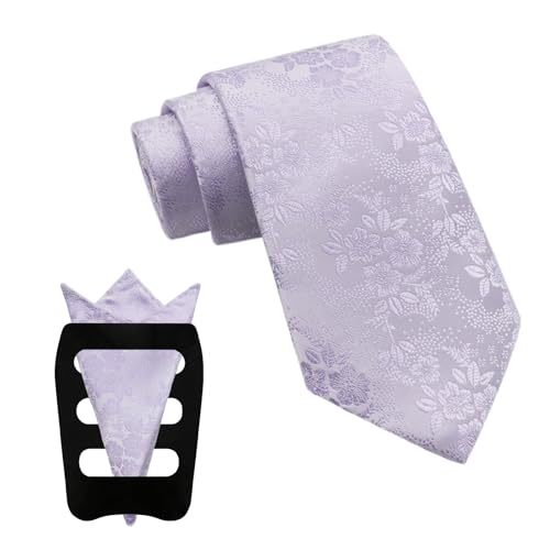 Image of Mantieqingway Floral Ties for Men, 3pcs /set Neck Tie Pocket Square Holder Set for Wedding Business Prom Party Usual