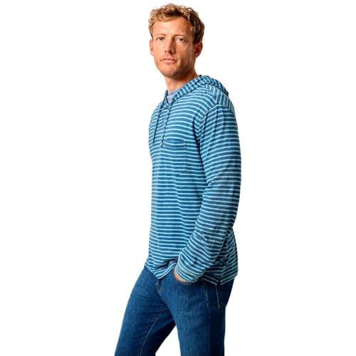 johnnie-O Men's Zeus Striped Cotton Hoodie, Indigo4
