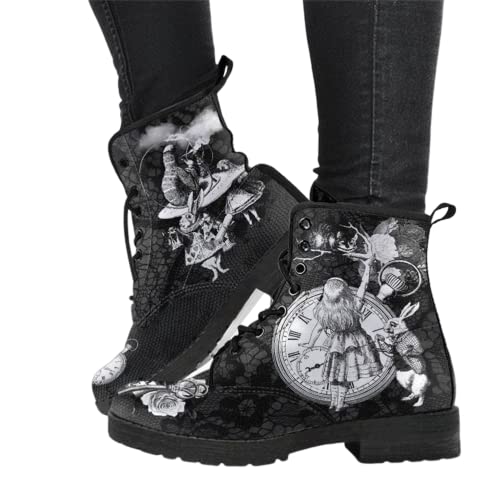 Minetom Damen Gothic Boots Frauen Punk Stiefeletten Biker Boots Winter...