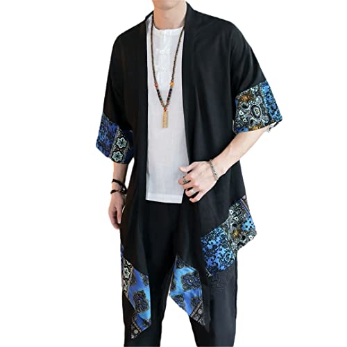 Bollrllr Japanese Kimono Cardigan Men's Samurai Clothing Clothing Kimono Jacket Harajuku Shirt