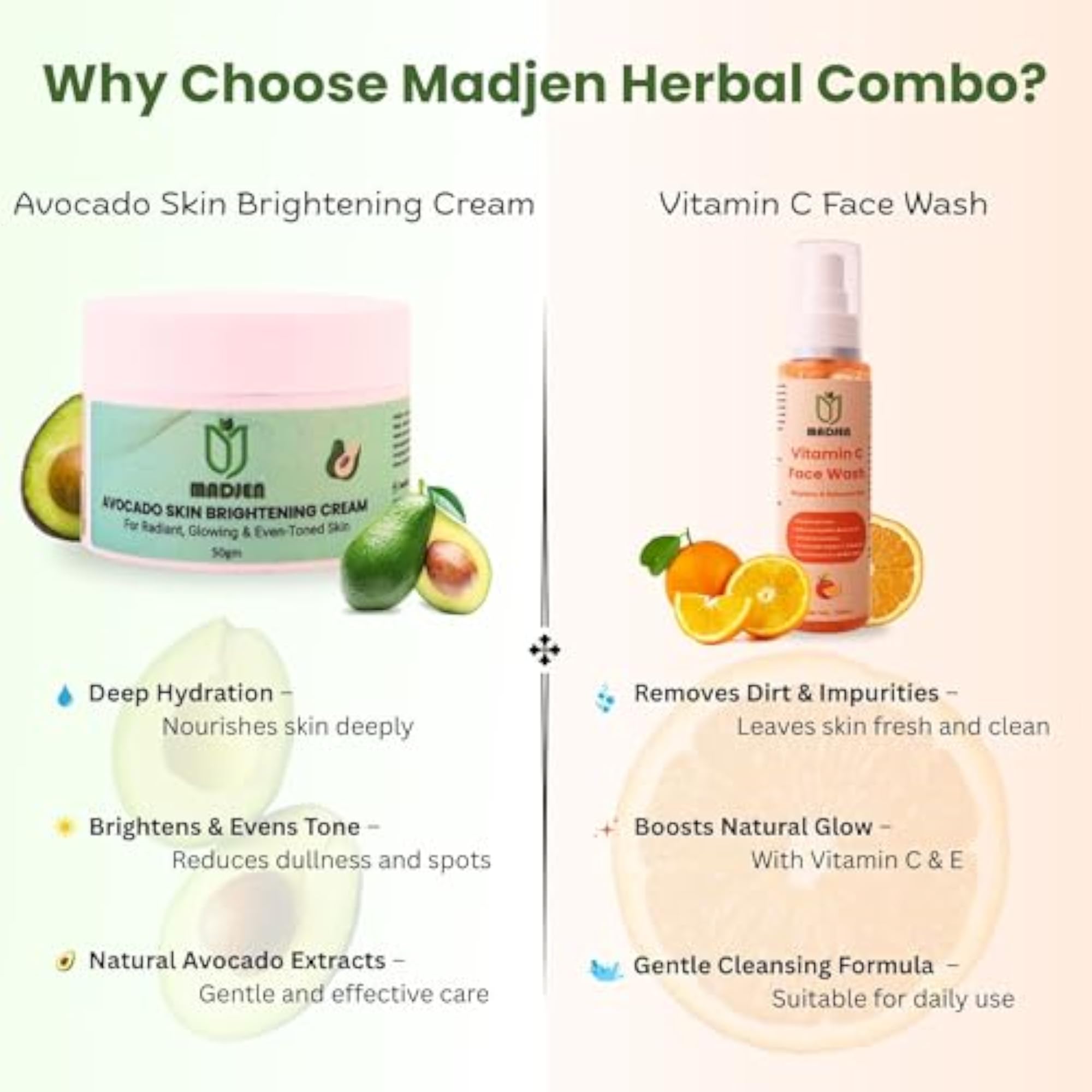 Glow Combo | Vitamin C Face Wash & Avocado Cream